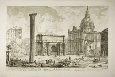Septimius Severus íve, amelyen keresztül haladt az ősi Szent Úton, és a győzteseket vitte a Capitoliumba, a Római kilátásból