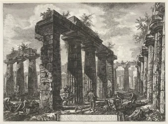 Basilica di Paestum in Paestum Különböző kilátások a Paestumban még álló három nagy épület maradványairól (sorozat címe) Différentes vues de quelques restes de trois grands édifices qui subsistent encore dans l