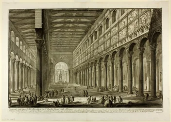 Cut-away view of the interior of the Basilica of S. Paolo fuori delle Mura [St. Paul outside the Walls], from Views of Rome   1281485   hu       hungarian Successfully Translated  Original: A Rainy morning (oil on canvas) Translat: A Rainy morning (oil on 