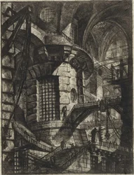 Piranesi, Giovanni Battista (1720-1778) The Imaginary Prisons (The Prisons of Invention) sorozatából. Rézmetszet, 1761 körül, Magángyűjtemény