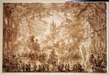 Egy palotában: két repülő átnevezés koronáz meg egy karaktert. Giovanni Piranese (1720-1778) rajza