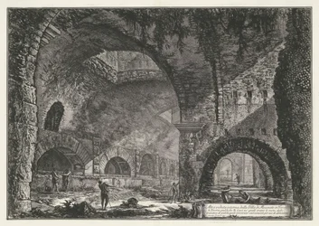 Interieur van de Tempel van Hercules Victor t és Tivoli A tivoli-i Villa di Mecenate másik belső képe (cím az objektumon) Gezichten op Rome (sorozat címe) Giambattista Piranesi építész, Ve (nez) iano (nez) iano által tervezett és metszett római kilátások (