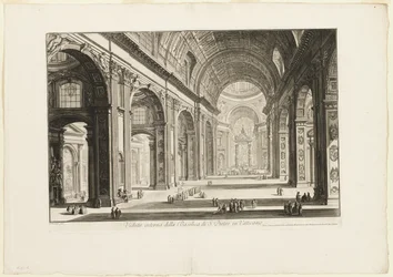 A vatikáni Szent Péter-bazilika belső nézete, a Views of Rome című kiadványból.