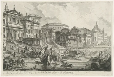 Ripetta te Róma kikötője Kilátás Ripetta kikötőjére (cím a tárgyon) Gezichten op Rome (sorozat címe) Róma kilátásai, amelyeket Giambattista Piranesi építész, Ve (nez) iano tervezett és vésett (sorozat címe)
