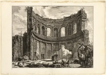 Az úgynevezett Apolló-templom maradványai Hadrianus villájában, Tivoliban, a Views of Rome (Róma látképei) című kiállításról.
