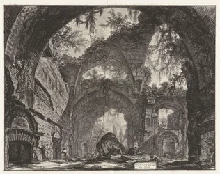Szoborgaléria romjai Hadrianus tivoli villájában [valójában a nagy fürdők], a Vedute di Roma (Róma látképei) című sorozatból