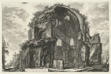 Tempel van Minerva Medica Rómában Kilátás a nyolcszögletű Minerva Medica templomra (cím a tárgyon) Gezichten op Rome (sorozat címe) Róma kilátásai, amelyeket Giambattista Piranesi építész, Ve (nez) iano tervezett és vésett (sorozat címe)