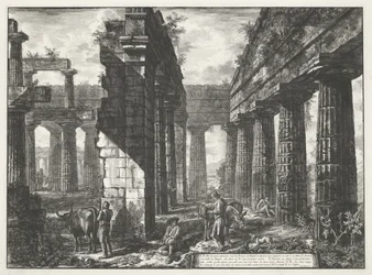 Neptunusz temploma Paestumban Különböző kilátások a Paestumban még álló három nagy épület maradványairól (sorozat címe) Différentes vues de quelques restes de trois grands édifices qui subsistent encore dans l