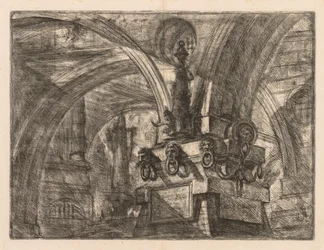 A börtönök: kerek ívek, amelyek négyzet alakú oszlopból erednek, 1745-1750.