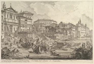 A kisebb kikötő, az úgynevezett Porto di Ripetta, kilátással a Ripetta kikötőre, kb. 1753.