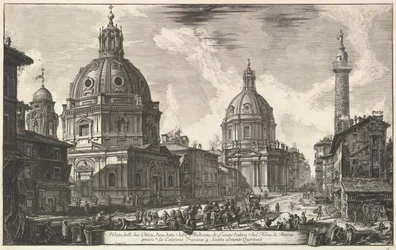 Két templom a Traianus oszlop közelében, S. Maria di Loreto és Santissimo Nome di Maria Ve ..., kb. 1762.