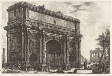 Septimius Severus diadalívének látképe, a Vedute di Roma című műből