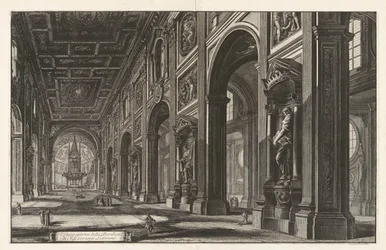 Belső kilátás a San Giovanni Laterano-bazilikára, a Vedute di Roma felől (Róma látképe)