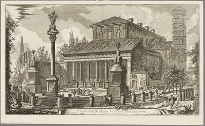 Kilátás a S. Lorenzo fuori delle Mura-bazilikára [S. Lorenzo a falakon kívül], a Róma kilátásaiból