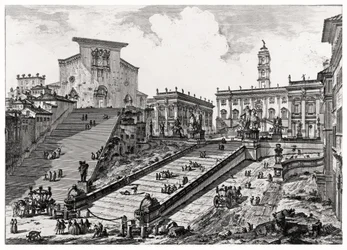 Kilátás a Capitolium-hegyre, a "Róma kilátásai" sorozatból, 1760 körül
