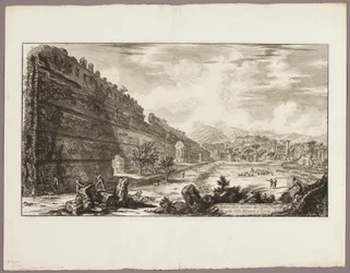 A prétoriánus erőd [a Poecile] maradványainak látképe, Hadrianus villája, Tivoli, a Views of Rome (Róma látképei) című képből.