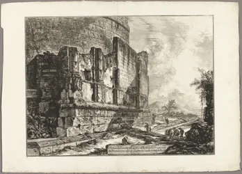 Kilátás a Plautiak sírjának maradványaira a Via Tiburtinán, a Ponte Lugano közelében, két mérföldre Tivolitól, a Views of Rome oldalról
