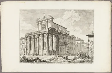 Kilátás Antoninus és Faustina templomára a Forum Romanumban, a Római kilátásból