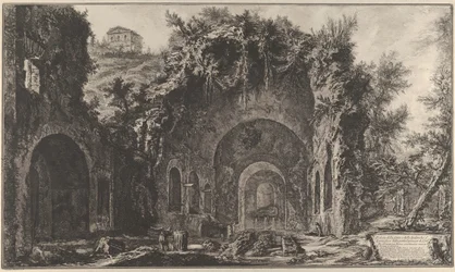 Kilátás a szökőkútra és az Egiria-barlangra a Porta Capenán kívül, 1760-78.
