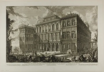 Kilátás az illusztris Barberini család palotájára a Quirinal-dombon, Cavaliere Bernini tervezte, a Római kilátásból