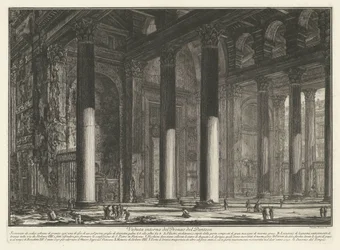 Voorportaal van het Pantheon te Róma A Pantheon Pronaosz belső képe (cím a tárgyon) Gezichten op Rome (sorozat címe) Róma kilátásai, amelyeket Giambattista Piranesi építész, Ve (nez) iano tervezett és vésett (sorozat címe)