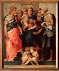 Szent beszélgetés (Ognissanti oltárkép) - tempera fán, 1518 körül