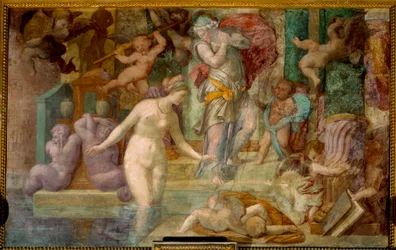 Fontainebleau iskola: Vénusz a szökőkútnál. Giovanni Battista festménye, Jacopo Rosso (1494-1541)