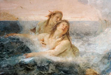 Thetis részlete, Thetis fiát, Akhilleust vigasztalja, az Iliász szobájából a Palazzinában, 1757