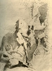 Katonák csoportja lóval, 18. század közepe, 1928