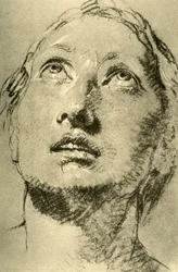 Egy fiatal nő feje, felnéz, c1755, 1928