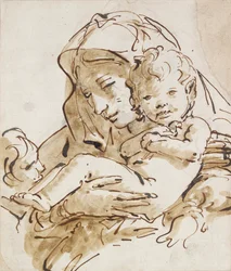 A Szűz és a Gyermek Szent János csecsemővel, 1770. Művészek: Giovanni Battista Tiepolo, Szent János evangélista.