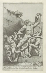 Laocoöngroep Lacoon tábla márványból csodálatos művészettel (...) (cím a tárgyon) Antik szobrok Rómában (sorozat címe) Róma városának nyilvános helyeken látható ősi szobrainak ikonjai (sorozat címe)