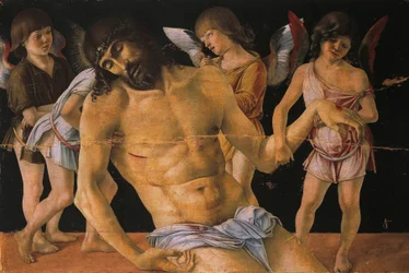Pieta vagy Holt Krisztus Angyalok által támogatott, 1474 körül (tempera a panelen)