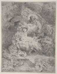 Születés az Atyaistennel, a Szentlélek galambjával és az angyalokkal, 1645 körül (rézkarc)