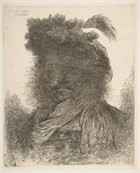 Árnyékban lévő, kissé balra forduló férfi feje, a nagy Or... sorozatból, kb. 1645-1650.
