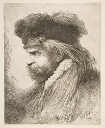 Egy öregember feje balra néz, a Nagy keleti fejek sorozatból, kb. 1645-50.