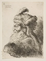 Egy idős férfi feje, balra néző turbánnal, a Kis fejek sorozatból, kb. 1645-1650.