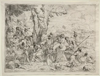 Lábán bálványokat keres a Rachels poggyászban, c. 1635.
