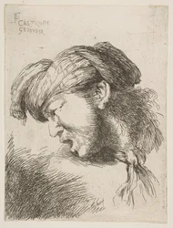 Turbánt viselő férfi, nyakban nyakkendővel, balra néz, a... sorozatból, 1645-1650.