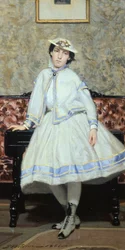 Alaide Banti fehérben, Giovanni Boldini (1842-1931), olaj, vászon, 42x23 cm