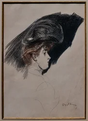 Elegáns profil, 1880 körül (faszén papíron)
