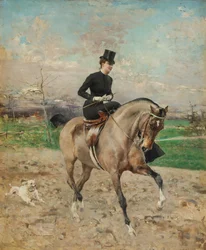 Lovasnő. Alice Régnault lóháton, 1878.