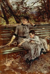 In Garden vagy Alaide és Ottavio Banti, 1884 körül, Giovanni Boldini (1842-1931), olaj, tábla, 34x24 cm