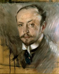 Tanulmány önarckép készítéséhez Montorsoliban. Giovanni Boldini (1842-1931) festménye 1892 V. 45x40 cm Firenze, Galleria by Arte Moderna