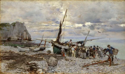 A halászhajók visszatérése, Etretat, 1879