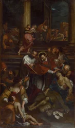 Borromeo Szent Károly a pestis áldozatai között, 17. század második fele.