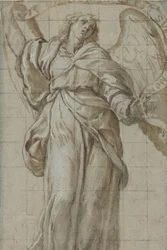 Álló angyal, kezében egy tekercset, kb. 1614.