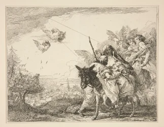József a Kisded Jézusról elmélkedik, a Festői ötletek az Egyiptomba (Flight to Egypt) című sorozatból.
