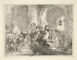 A Szent Család érkezése egy város kapujába, az Idee pittoresche sopra la fuga in Egitto (Repülés Egyiptomba) sorozatból