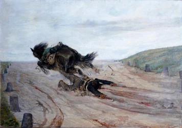 A láb a lóban A ló esik. Giovanni Fattori (1825-1908) festménye 1878-1879 Méret: 90x130 cm Firenze, Modern Művészeti Galéria